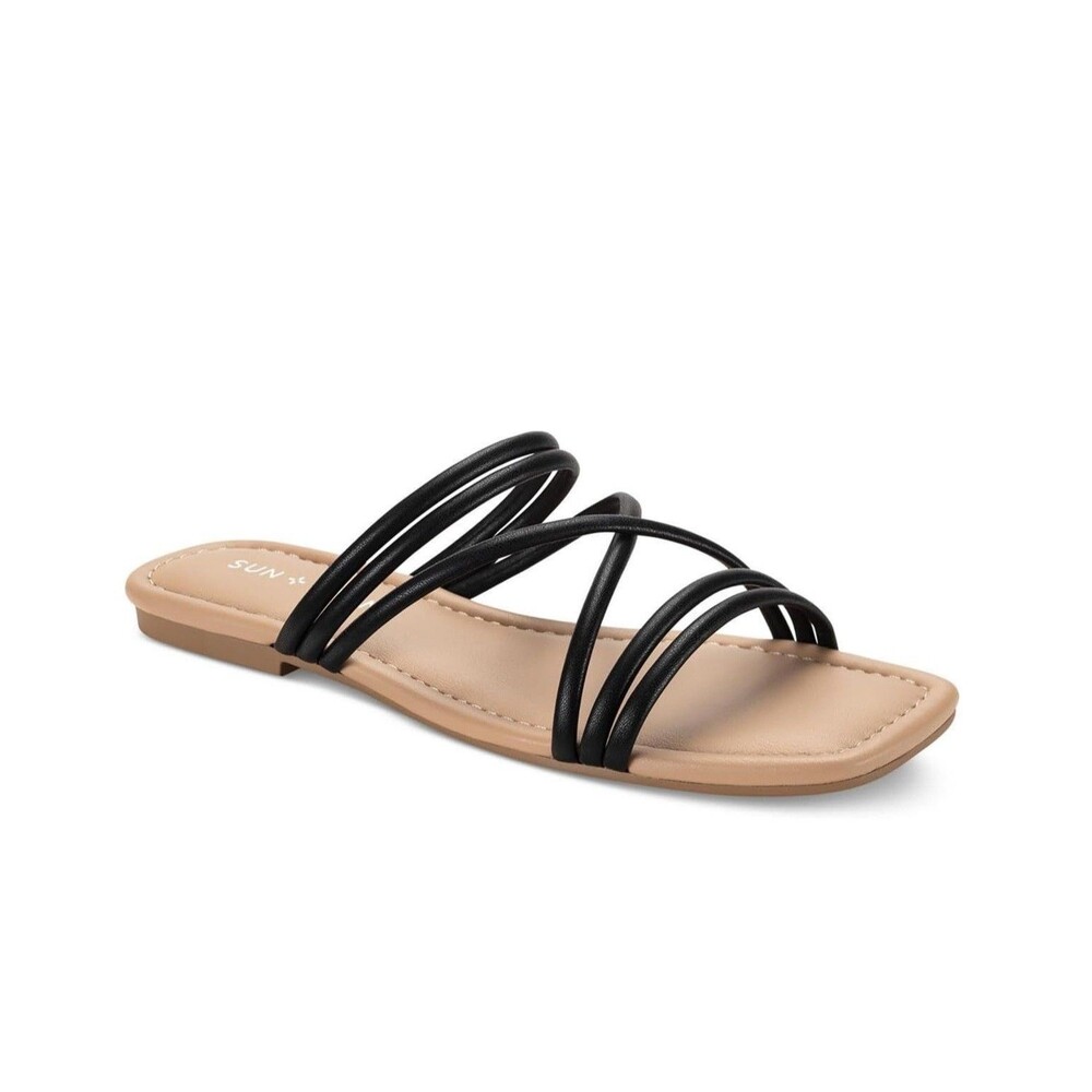 Sun Stone Womens 9 M Black Quinleyy Strappy Flat Sandals NIB MK8